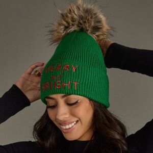 Panache Green Merry & Bright Knit Pom Hat